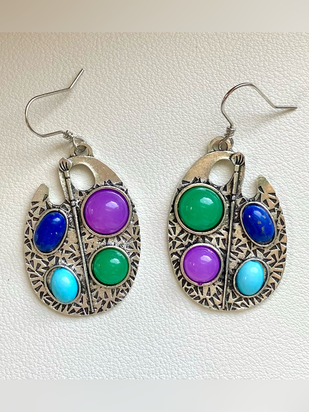 Colorful Artist Palette Drop Earrings - Multicolor